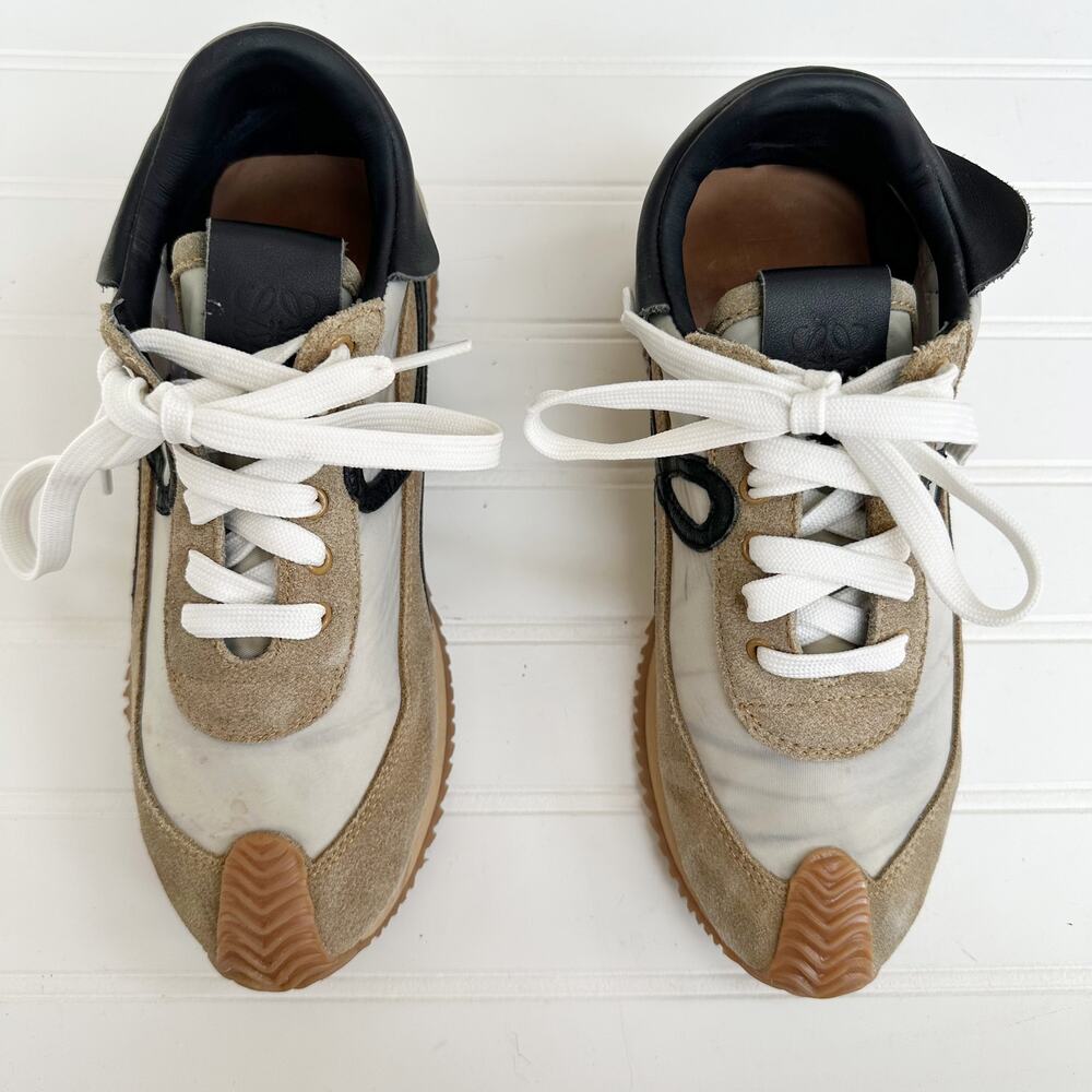 Loewe Flow Runner Sneakers Beige Tan Black Suede Nylon Women’s 36 US 6 Trainers - Picture 2 of 9